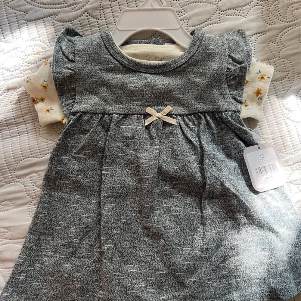 Gray Kids Dress with Bow Accent